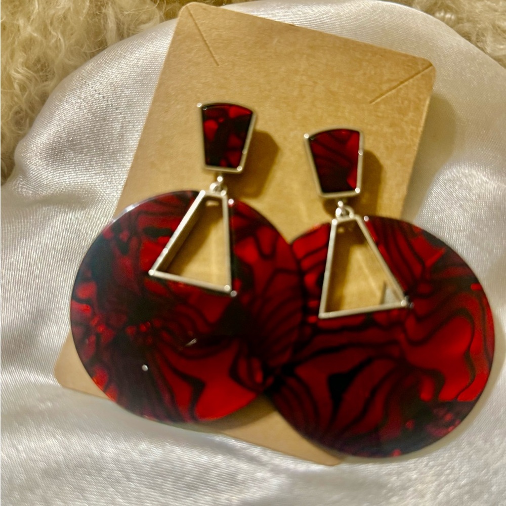 Red Acrylic Dangle Earrings